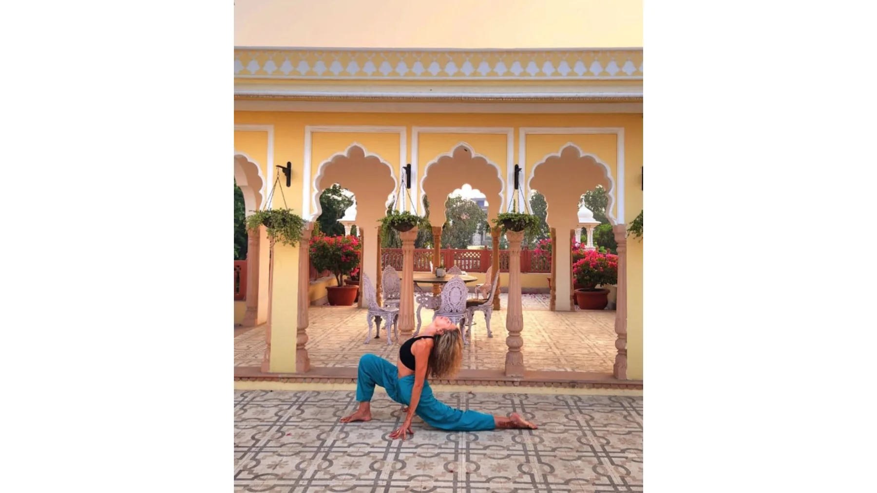 Yoga in a courtyard